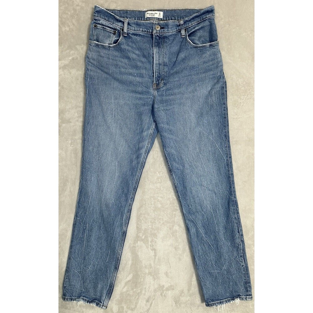Abercrombie & Fitch The '90s Straight Distressed Denim Jeans Women's 32/14R